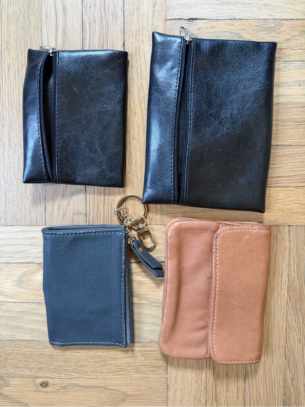 Leather Wallet and Pouch Set - Black and Tan
